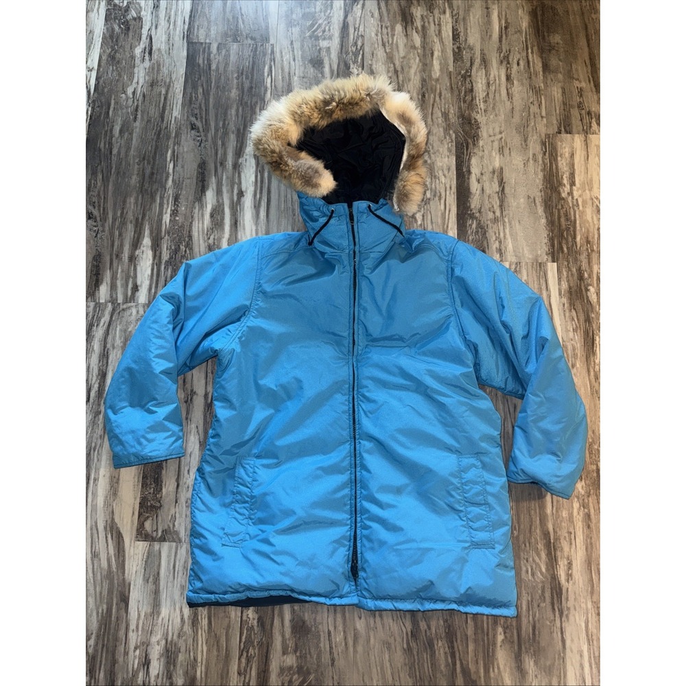 Vintage Women's Comfy Down Insulated Puffer Jacket Coat Turquoise Blue 2XL